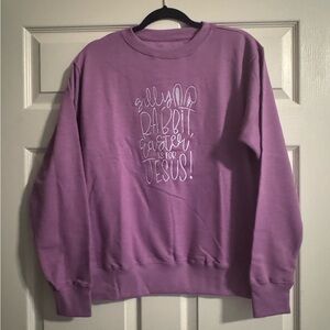 Purple Graphic Crewneck Sweatshirt - Faith Message